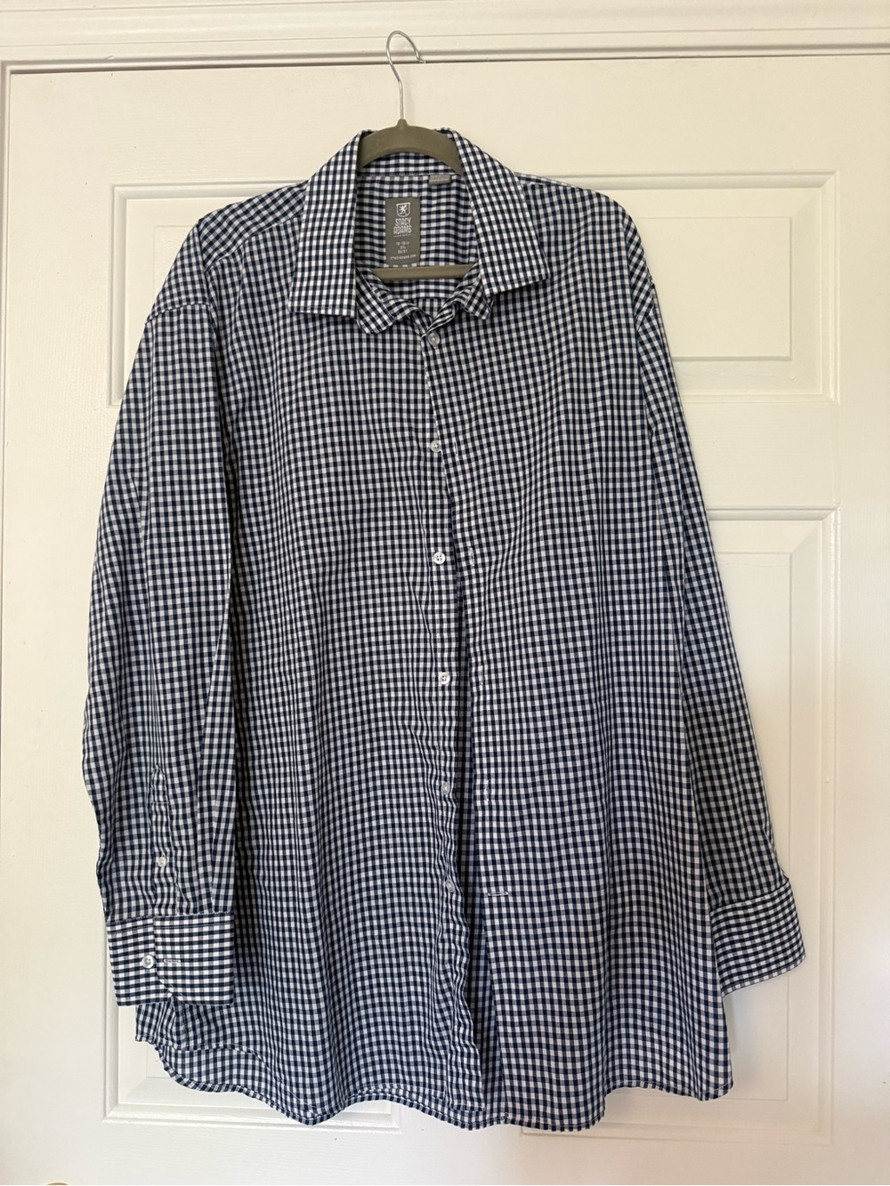 Stacy Adams Navy & White Gingham Button-Down Shirt